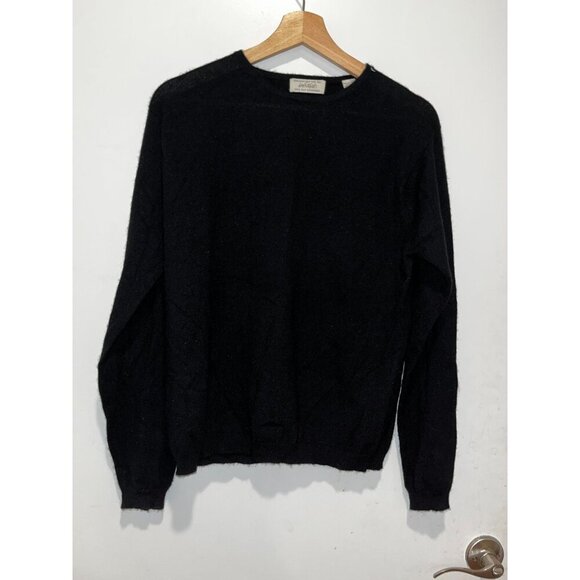 Lord & Taylor Black Two-Ply Cashmere Crewneck Soft Warm Knit Top Women's Sweater - Picture 2 of 8